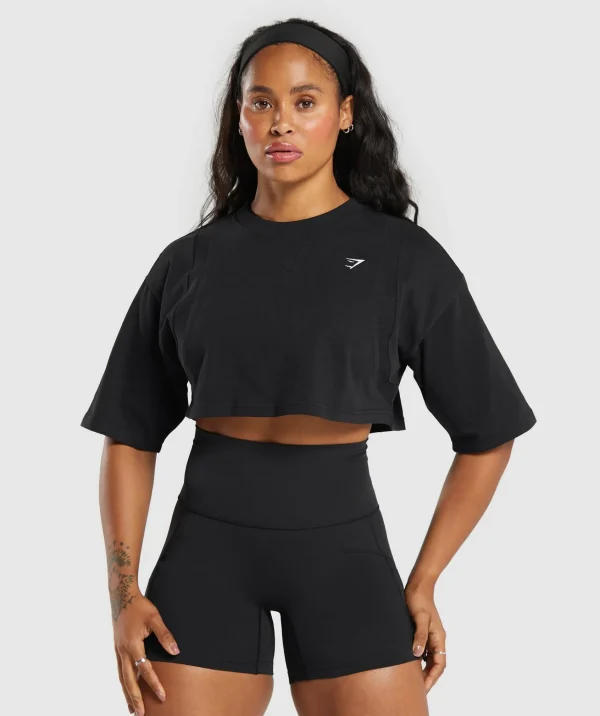 Gymshark Crop Tops | T-shirts & Tops*Heavyweight Cotton Crop T-Shirt Black