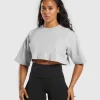 Gymshark Crop Tops | T-shirts & Tops*Heavyweight Cotton Crop T-Shirt Grey