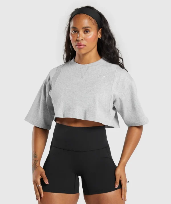 Gymshark Crop Tops | T-shirts & Tops*Heavyweight Cotton Crop T-Shirt Grey