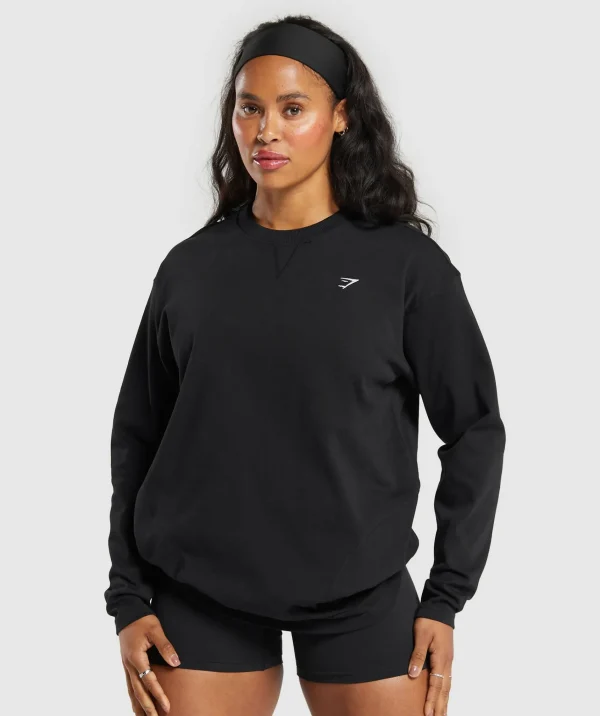 Gymshark T-shirts & Tops*Heavyweight Cotton Long Sleeve Top Black