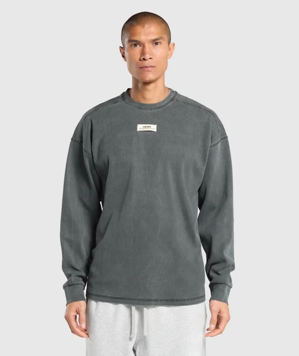 Gymshark Hoodies & Sweatshirts*Heavyweight Rib Crew AsphaltGrey