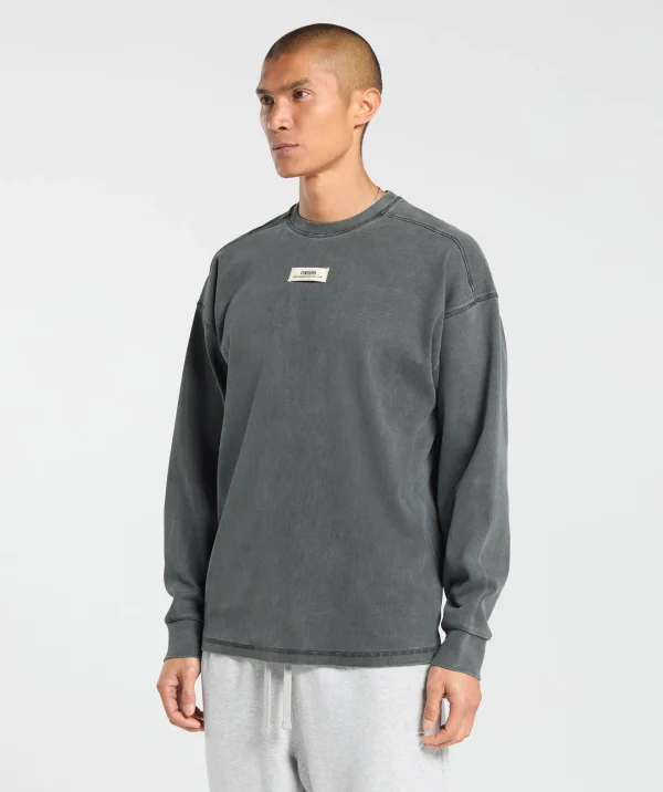 Gymshark Hoodies & Sweatshirts*Heavyweight Rib Crew AsphaltGrey