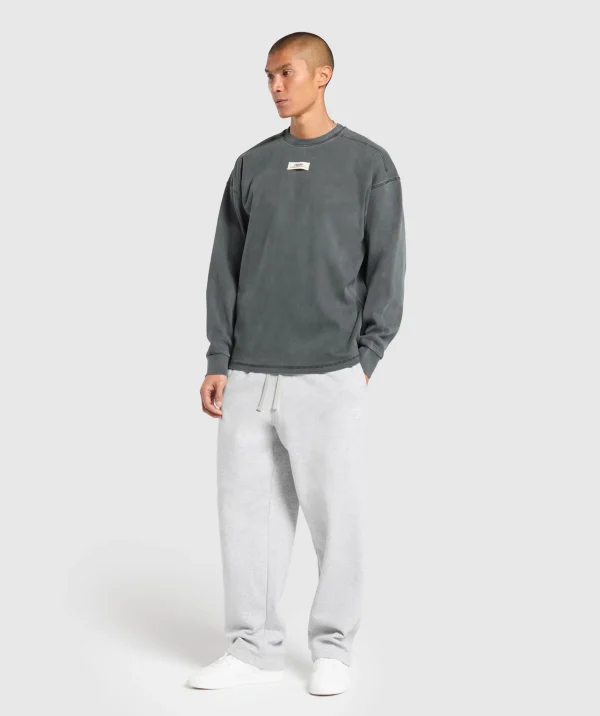 Gymshark Hoodies & Sweatshirts*Heavyweight Rib Crew AsphaltGrey