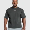 Gymshark T-shirts & Tops*Heavyweight Rib Short Sleeve Crew AsphaltGrey