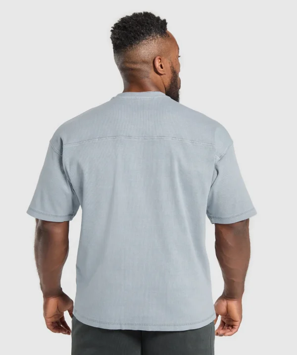 Gymshark T-shirts & Tops*Heavyweight Rib Short Sleeve Crew DenimGrey