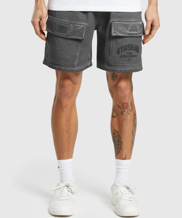 Gymshark Cargo Pants | Shorts*Heavyweight Washed Cargo Shorts Black