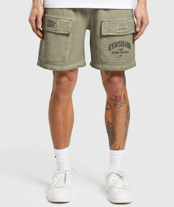 Gymshark Cargo Pants | Shorts*Heavyweight Washed Cargo Shorts UtilityGreen