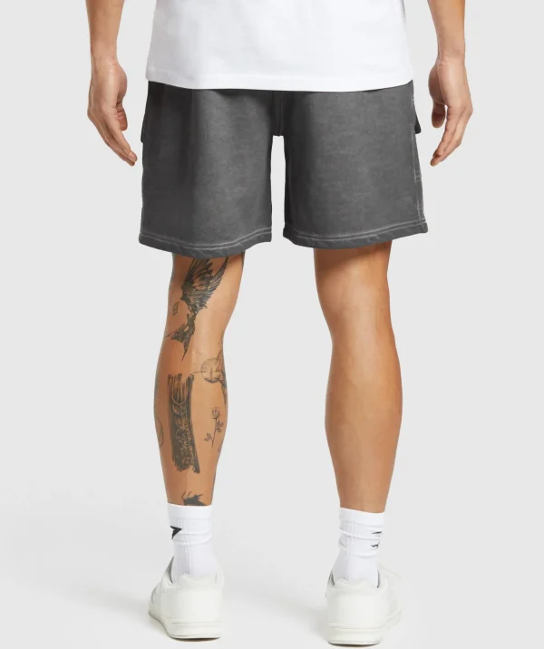 Gymshark Cargo Pants | Shorts*Heavyweight Washed Cargo Shorts Black