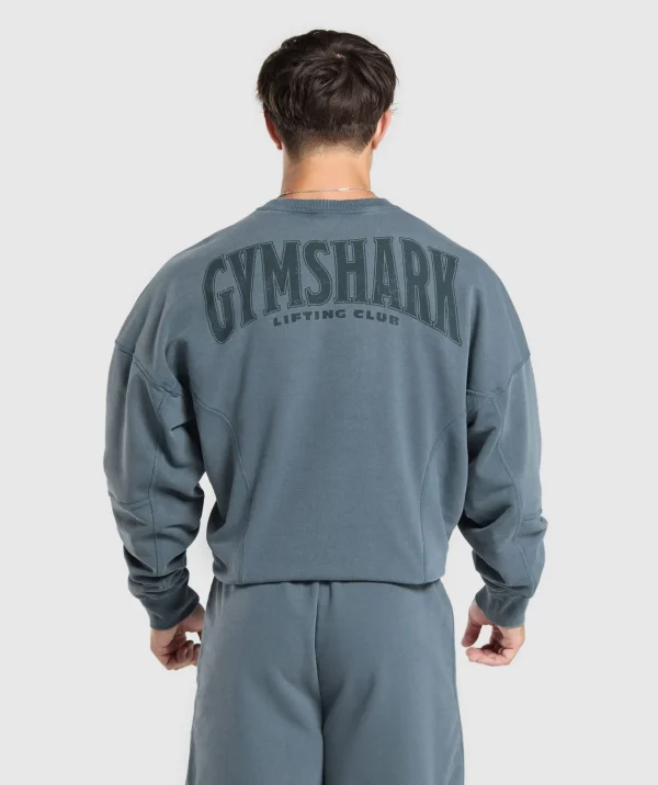 Gymshark Hoodies & Sweatshirts*Heritage Washed Crew TitaniumBlue