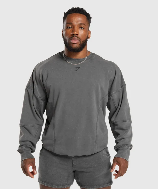 Gymshark Sweatsuits | Hoodies & Sweatshirts*Heritage Washed Crew OnyxGrey