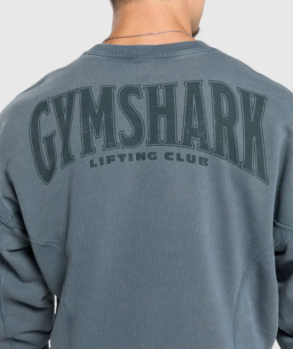 Gymshark Hoodies & Sweatshirts*Heritage Washed Crew TitaniumBlue