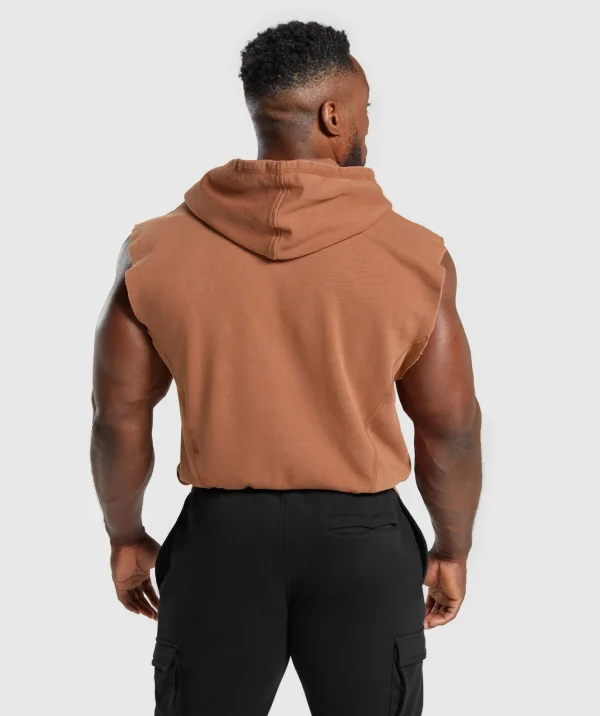 Gymshark Hoodies & Sweatshirts*Heritage Washed Sleeveless Zip Up Hoodie CanyonBrown