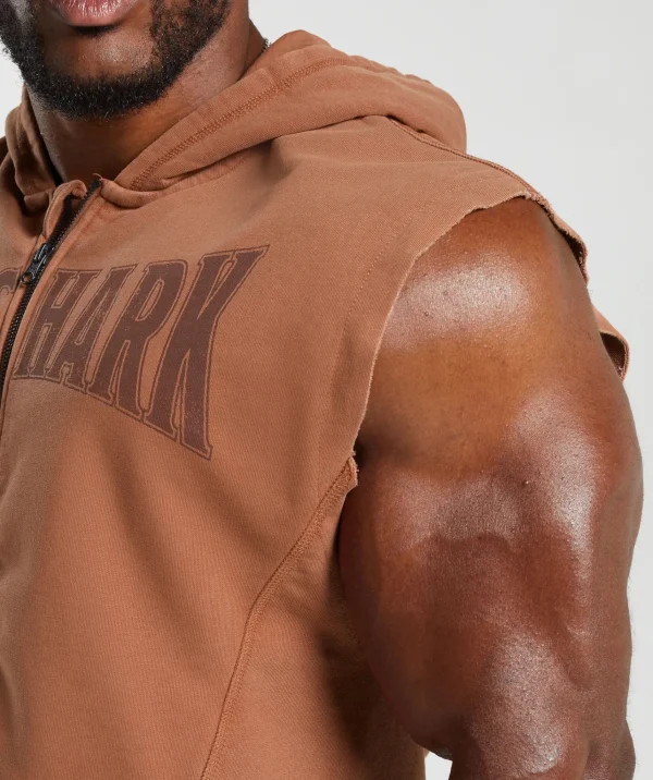 Gymshark Hoodies & Sweatshirts*Heritage Washed Sleeveless Zip Up Hoodie CanyonBrown