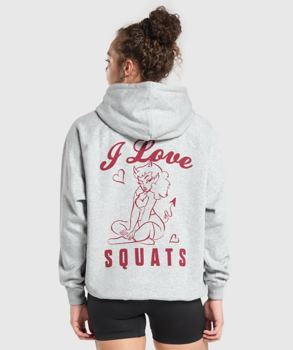 Gymshark Hoodies & Sweatshirts*I Love Squats Hoodie LightGreyCoreMarl