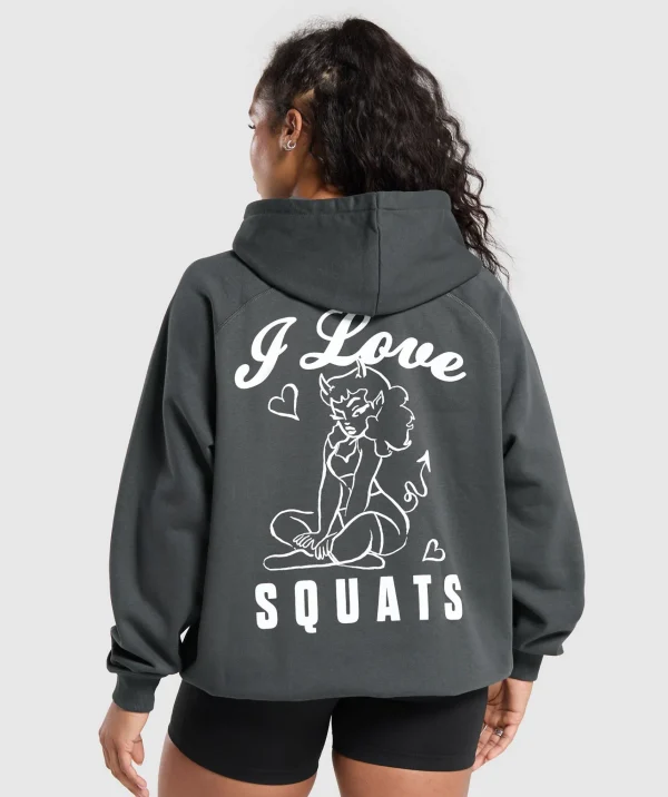 Gymshark Hoodies & Sweatshirts*I Love Squats Hoodie AsphaltGrey