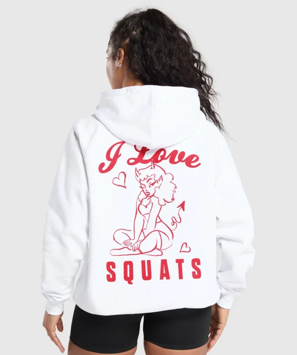 Gymshark Hoodies & Sweatshirts*I Love Squats Hoodie White