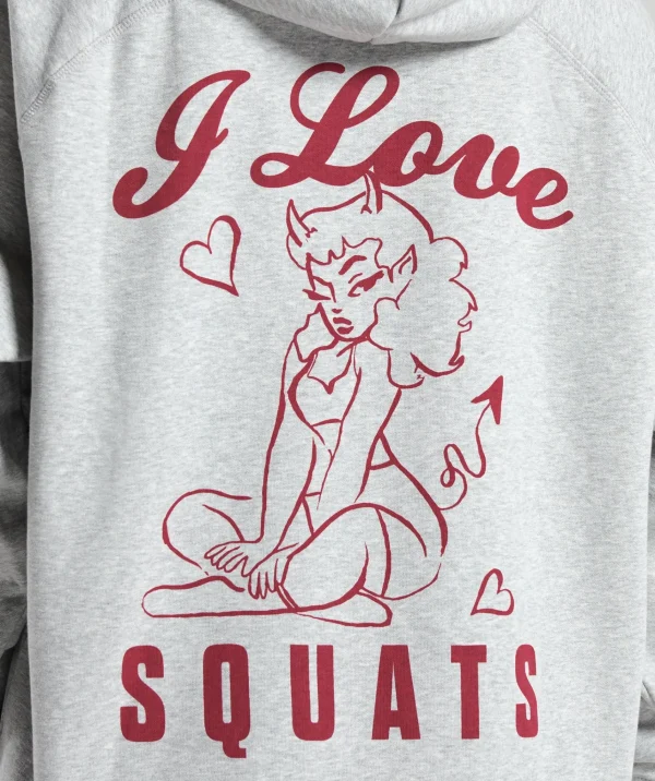 Gymshark Hoodies & Sweatshirts*I Love Squats Hoodie LightGreyCoreMarl