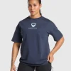 Gymshark T-shirts & Tops*Kettlebell Cutie Oversized T-Shirt HeavyBlue