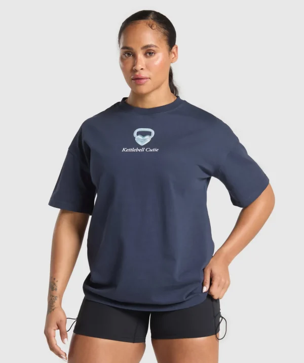 Gymshark T-shirts & Tops*Kettlebell Cutie Oversized T-Shirt HeavyBlue