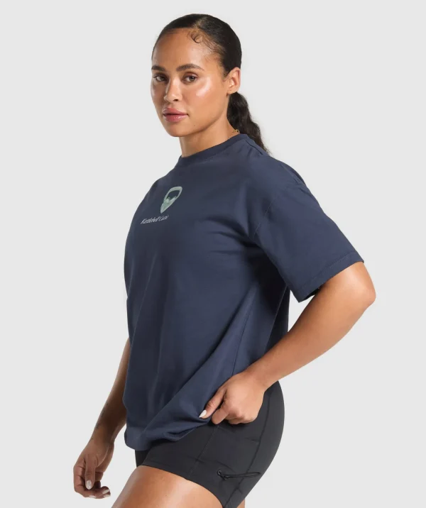 Gymshark T-shirts & Tops*Kettlebell Cutie Oversized T-Shirt HeavyBlue