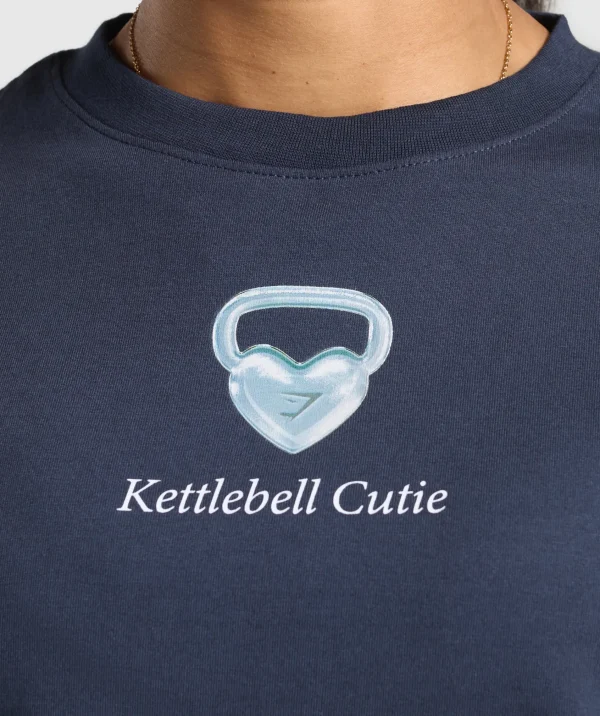 Gymshark T-shirts & Tops*Kettlebell Cutie Oversized T-Shirt HeavyBlue