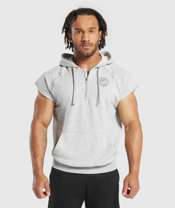 Gymshark Hoodies & Sweatshirts*Legacy 1/4 Zip Cap Sleeve Hoodie LightGreyCoreMarl