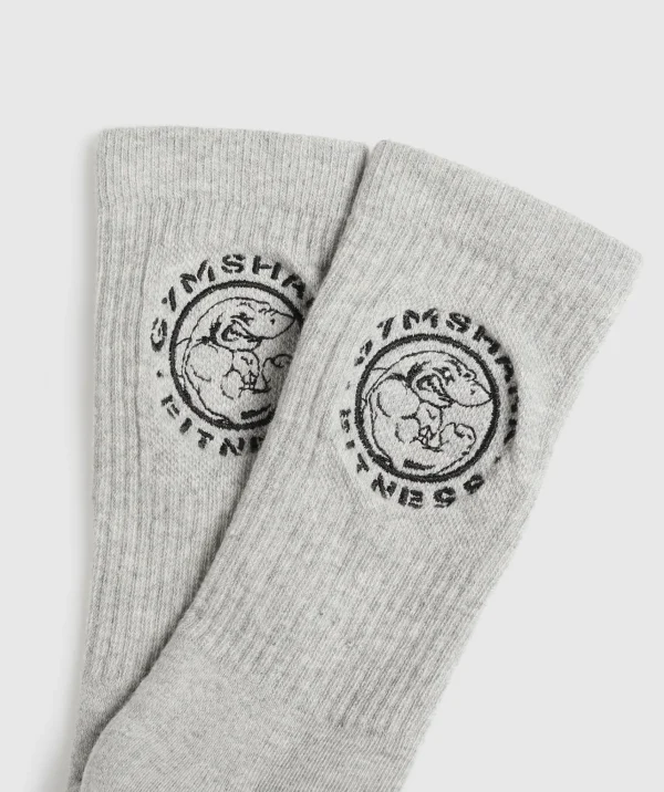 Gymshark Crew Socks*Legacy Crew 2pk LightGreyCoreMarl