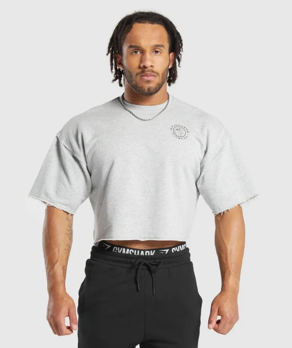 Gymshark Hoodies & Sweatshirts*Legacy Cropped Short Sleeve Crew LightGreyCoreMarl