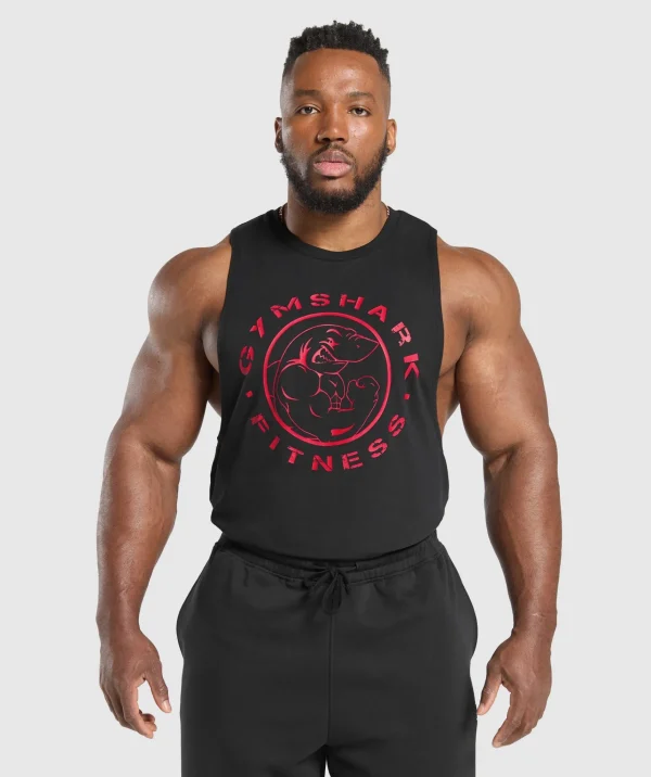 Gymshark Tank Tops*Legacy Drop Arm Tank Black/ConditioningRed