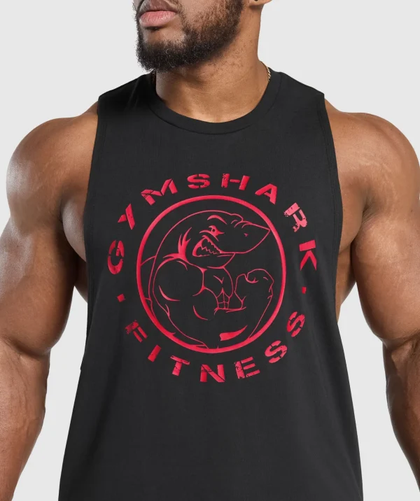 Gymshark Tank Tops*Legacy Drop Arm Tank Black/ConditioningRed