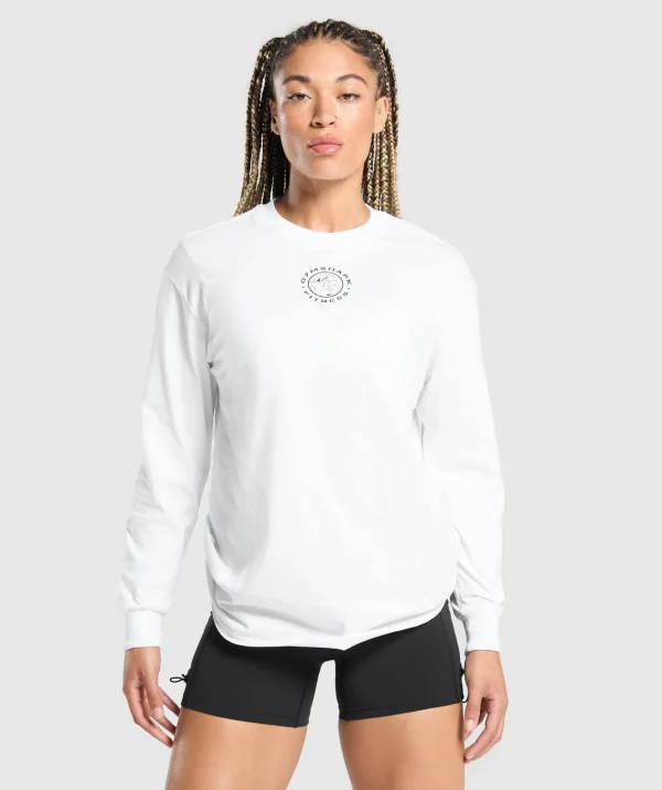 Gymshark T-shirts & Tops*Legacy Oversized Long Sleeve Top White