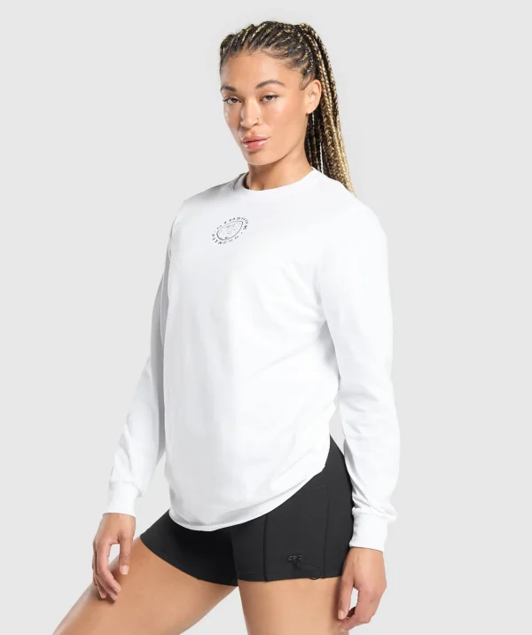 Gymshark T-shirts & Tops*Legacy Oversized Long Sleeve Top White