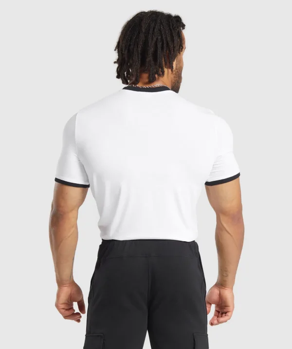 Gymshark T-shirts & Tops*Legacy Ringer T-Shirt White/Black