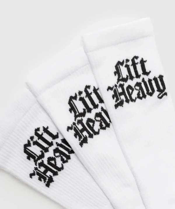 Gymshark Crew Socks*Lift Heavy Crew 3pk White