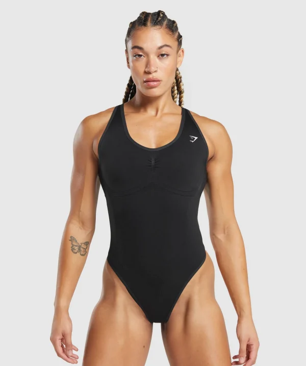 Gymshark Bodysuits*Lift Seamless Bodysuit Black/BlackMarl