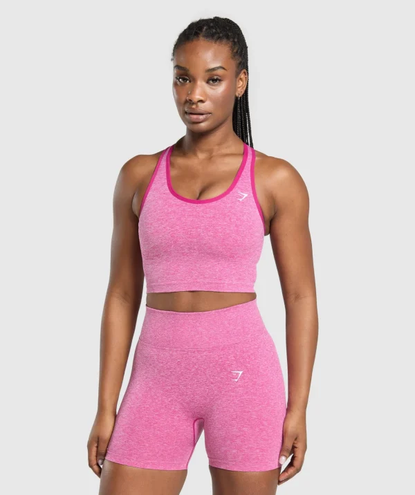 Gymshark Tank Tops | Crop Tops*Lift Seamless Midi Tank With Shelf WinningPink/WhiteMarl