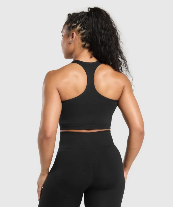 Gymshark Tank Tops | Crop Tops*Lift Seamless Midi Tank With Shelf Black/BlackMarl