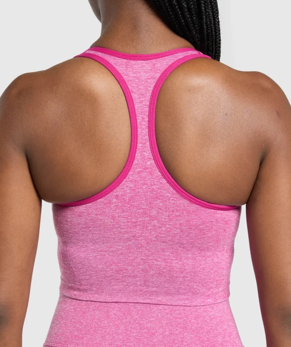 Gymshark Tank Tops | Crop Tops*Lift Seamless Midi Tank With Shelf WinningPink/WhiteMarl