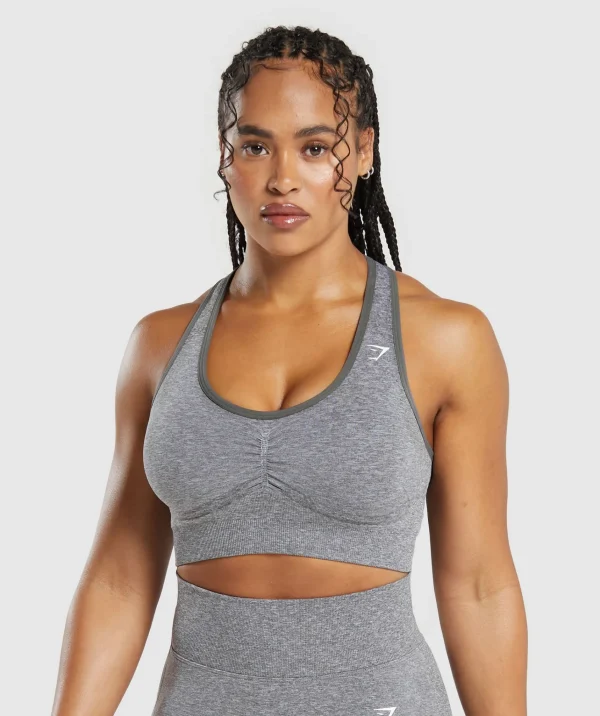 Gymshark Sports Bras*Lift Seamless Sports Bra BrushedGrey/WhiteMarl