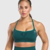 Gymshark Sports Bras*Lift Seamless Sports Bra FunctionalTeal/BlackMarl