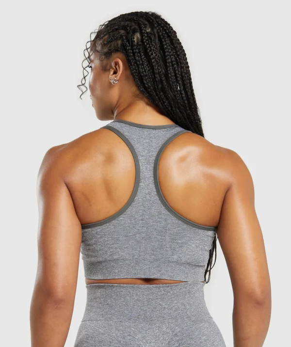 Gymshark Sports Bras*Lift Seamless Sports Bra BrushedGrey/WhiteMarl