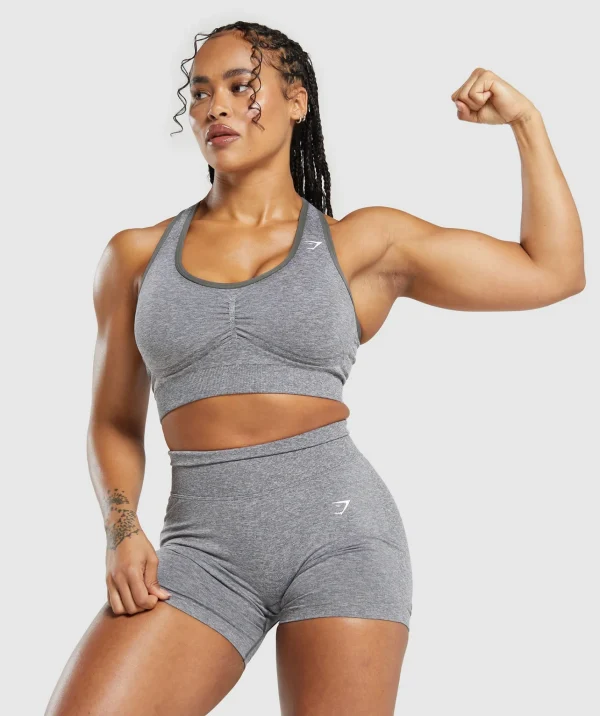 Gymshark Sports Bras*Lift Seamless Sports Bra BrushedGrey/WhiteMarl