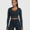 Gymshark Jackets*Lift Seamless Zip Up Jacket MidnightBlue/BlackMarl