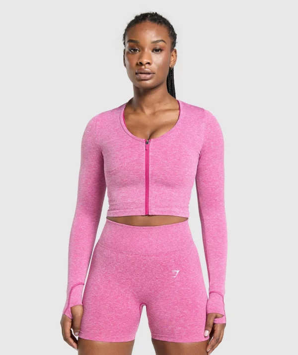 Gymshark Jackets*Lift Seamless Zip Up Jacket WinningPink/WhiteMarl