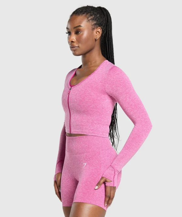 Gymshark Jackets*Lift Seamless Zip Up Jacket WinningPink/WhiteMarl