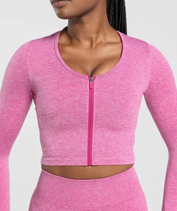 Gymshark Jackets*Lift Seamless Zip Up Jacket WinningPink/WhiteMarl