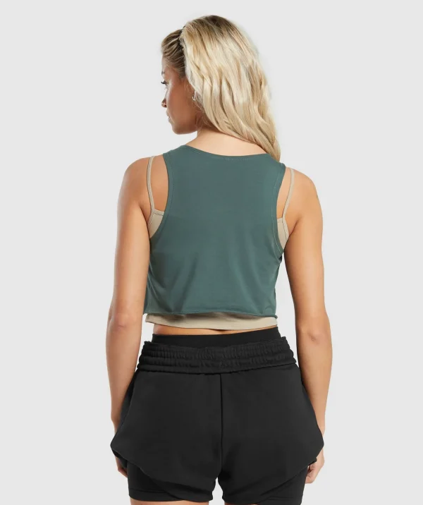 Gymshark Tank Tops | Crop Tops*Lifting 2 In 1 Crop Tank SandBrown/SlateTeal