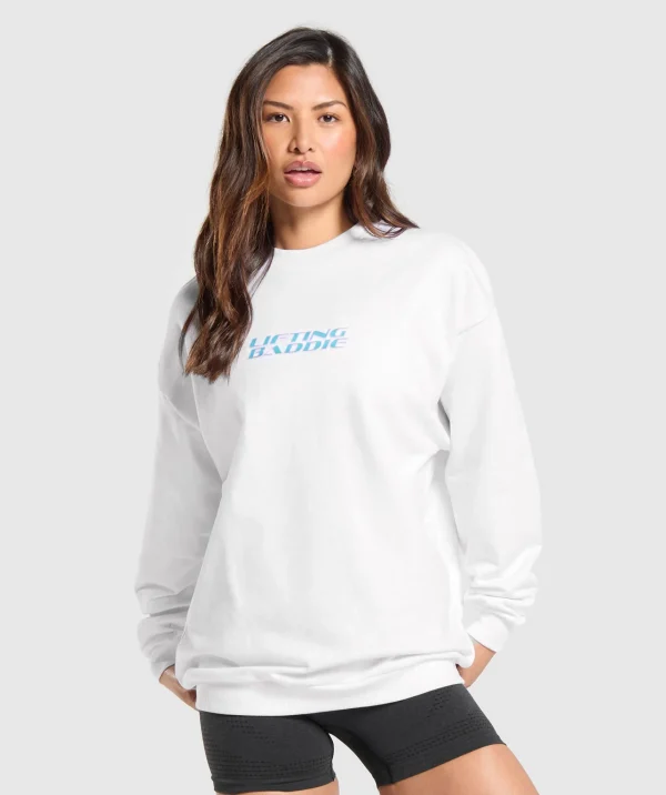 Gymshark Hoodies & Sweatshirts*Lifting Baddie Graphic Sweatshirt White