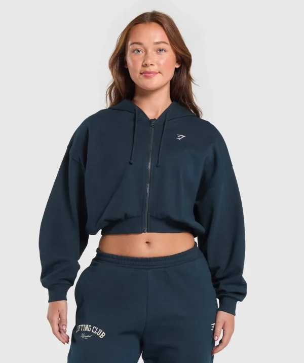 Gymshark Hoodies & Sweatshirts*Lifting Club Cropped Zip Up Hoodie Navy