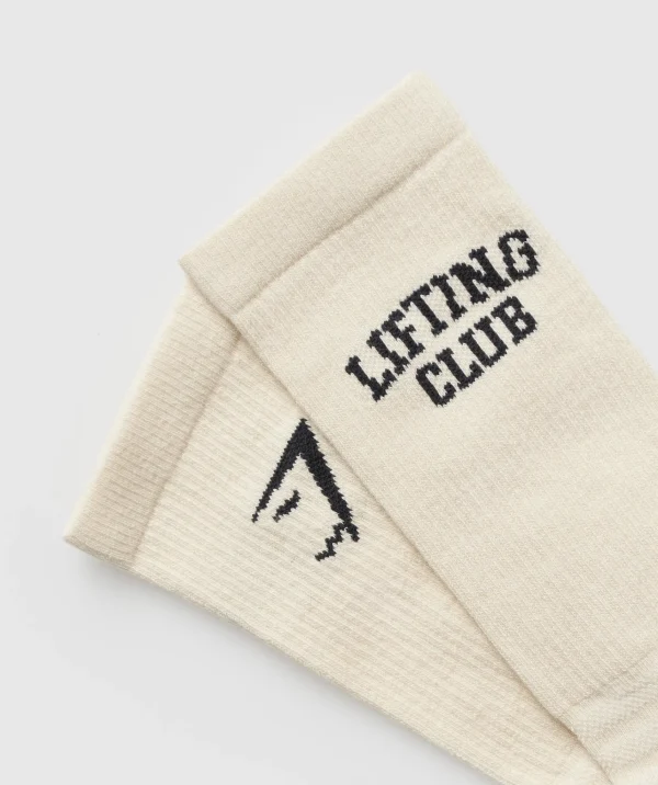 Gymshark Crew Socks*Lifting Club Graphic Crew Sock Single EcruWhite